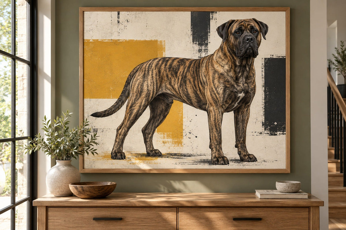 Presa Canario als Wandbild im Stil Pop-Art, Raum: grüner Flur