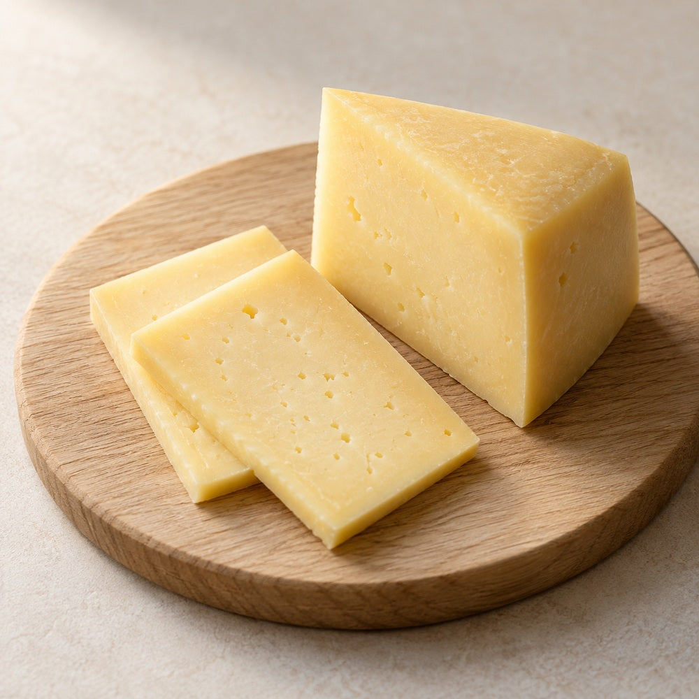 Käse auf einem hellen Holzbrett