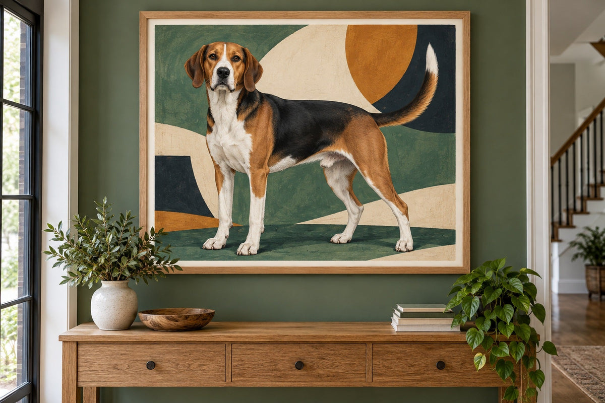 Harrier als Wandbild im Stil Pop-Art, Raum: grüner Flur