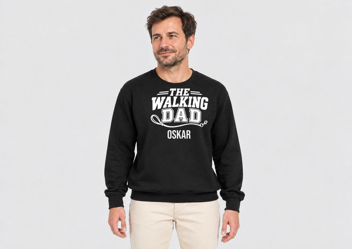The Walking Dad mit Namen deines Hundes, Sweatshirt dunkel