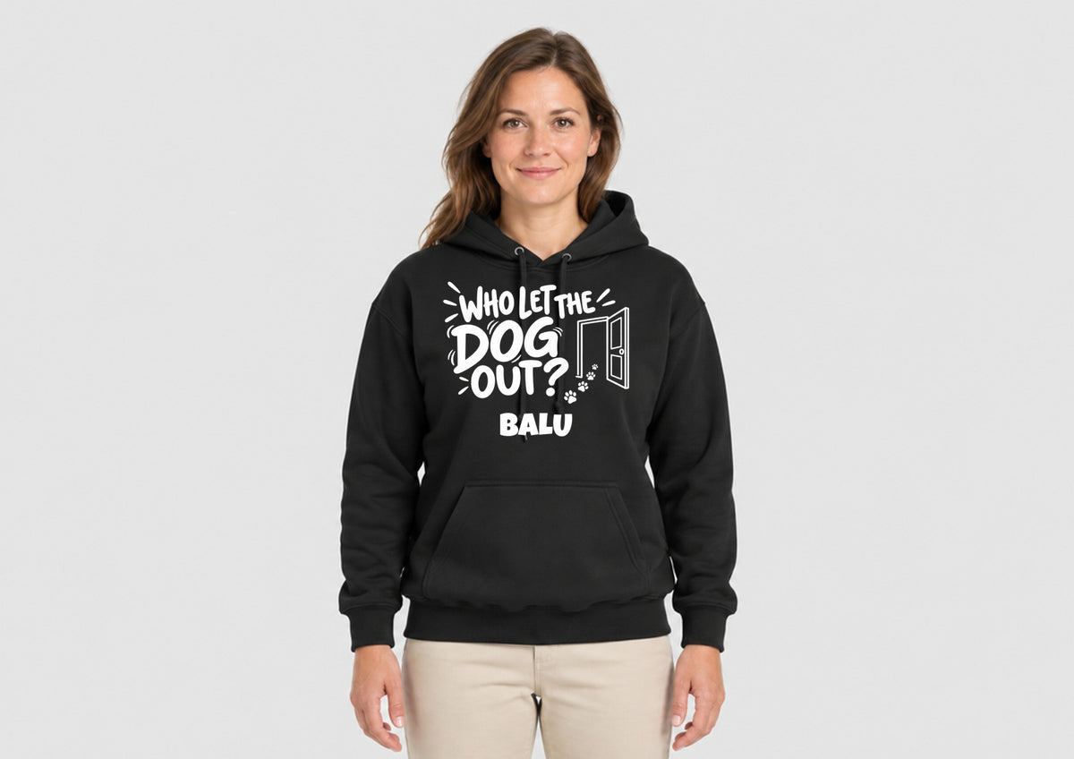 Who Let The Dog Out mit Namen deines Hundes, Hoodie dunkel
