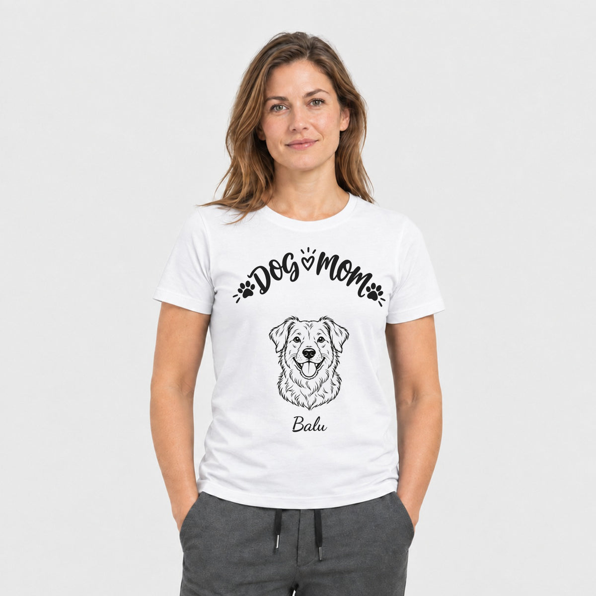 Dog Mom mit Foto deines Hundes, T-Shirt hell