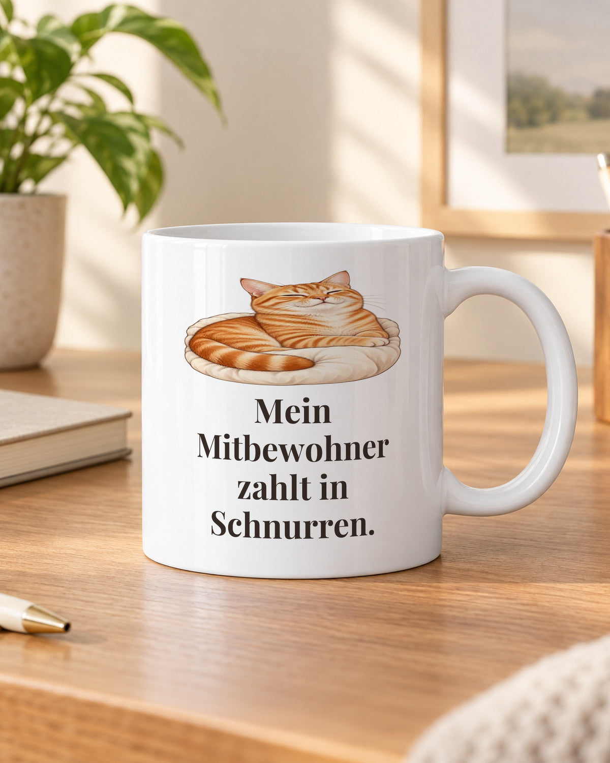 Katzentasse „Mein Mitbewohner zahlt in Schnurren.“ im Homeoffice