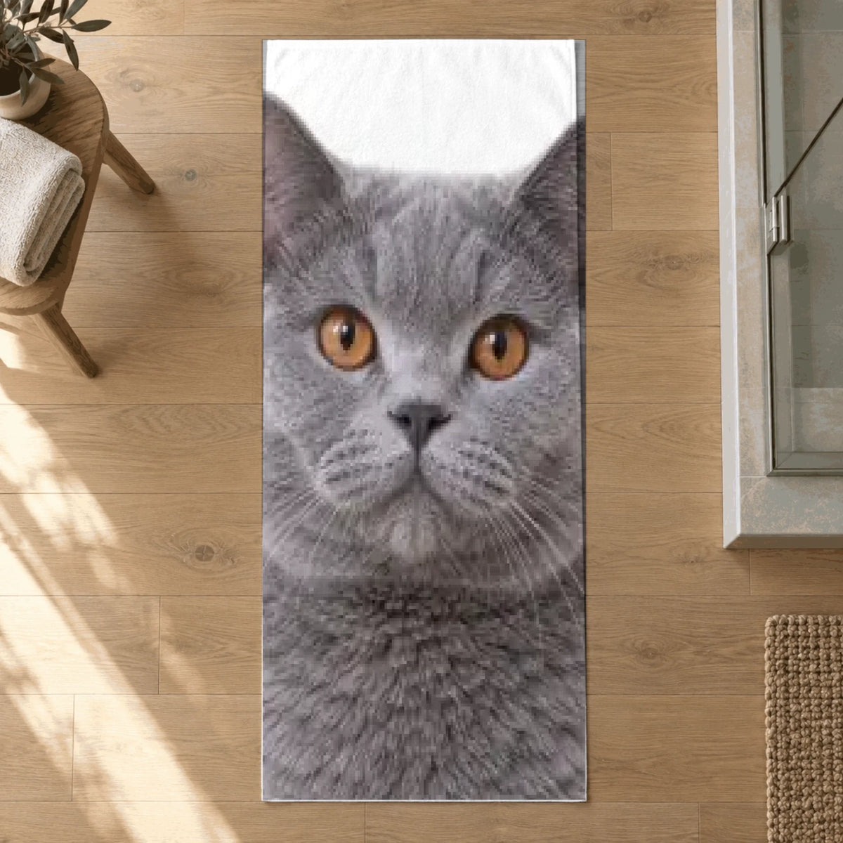 Badetuch mit Katzenportrait und Namen, Beispielmotiv