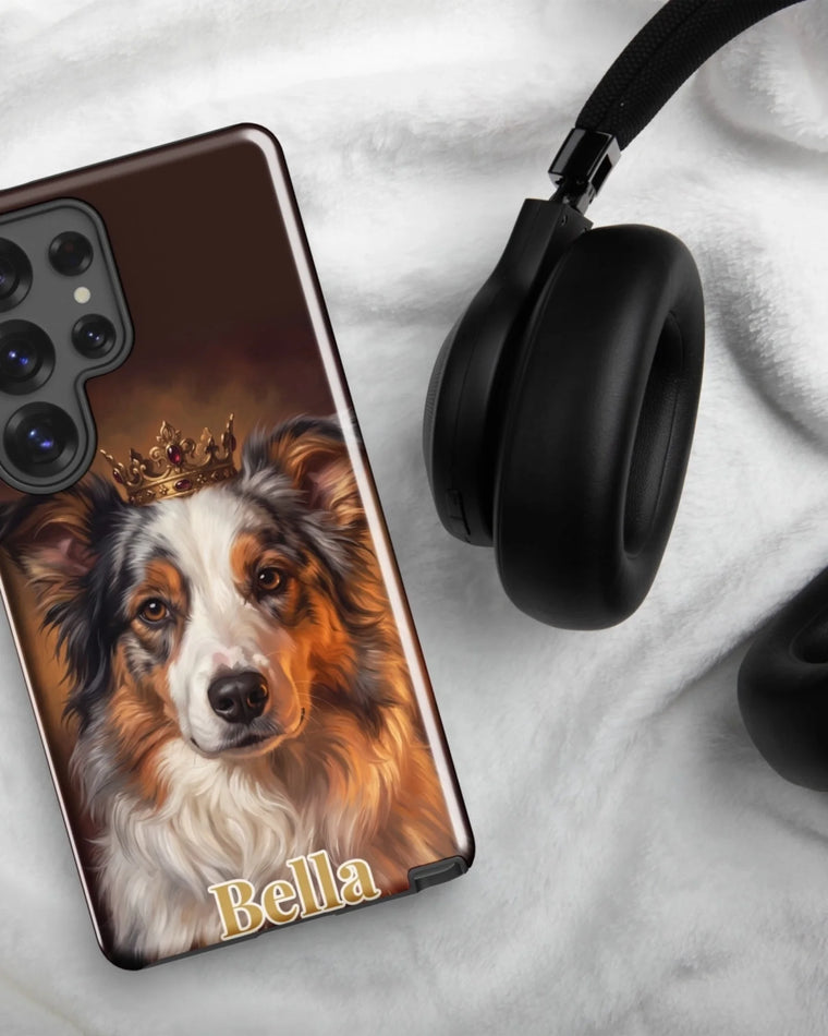 Samsung-Hülle mit Hundeportrait im Royal-Stil und Namen Bella