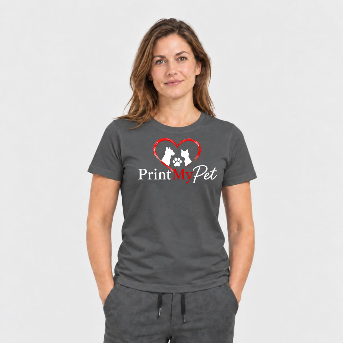 PrintMyPet T-Shirt dunkelgrau mit Logo