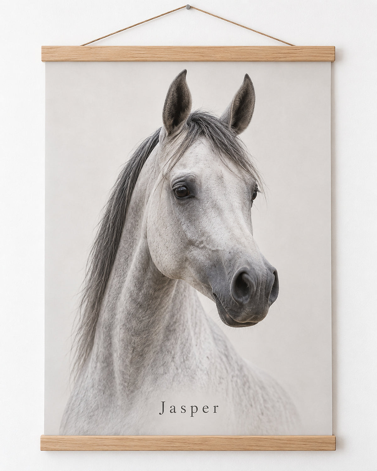 Horse portrait poster with hanger, example: Arabian named Jasper