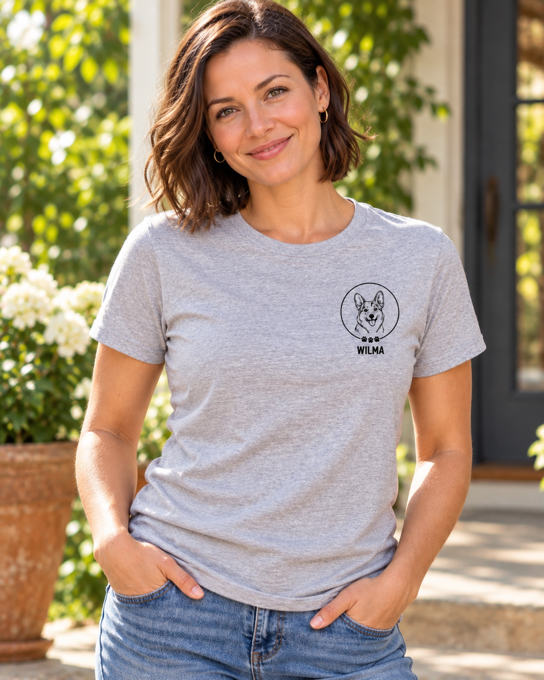 Tierportrait als Brustmotiv: T-Shirt, Hoodie oder Sweatshirt mit Namen – neue Produktansicht