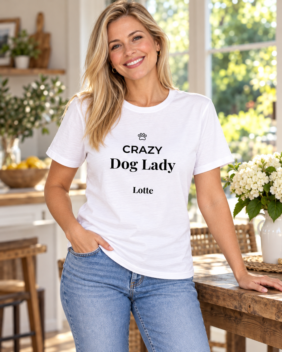 Crazy Dog Lady: T-Shirt, Hoodie oder Sweatshirt mit Namen deines Hundes – neue Produktansicht