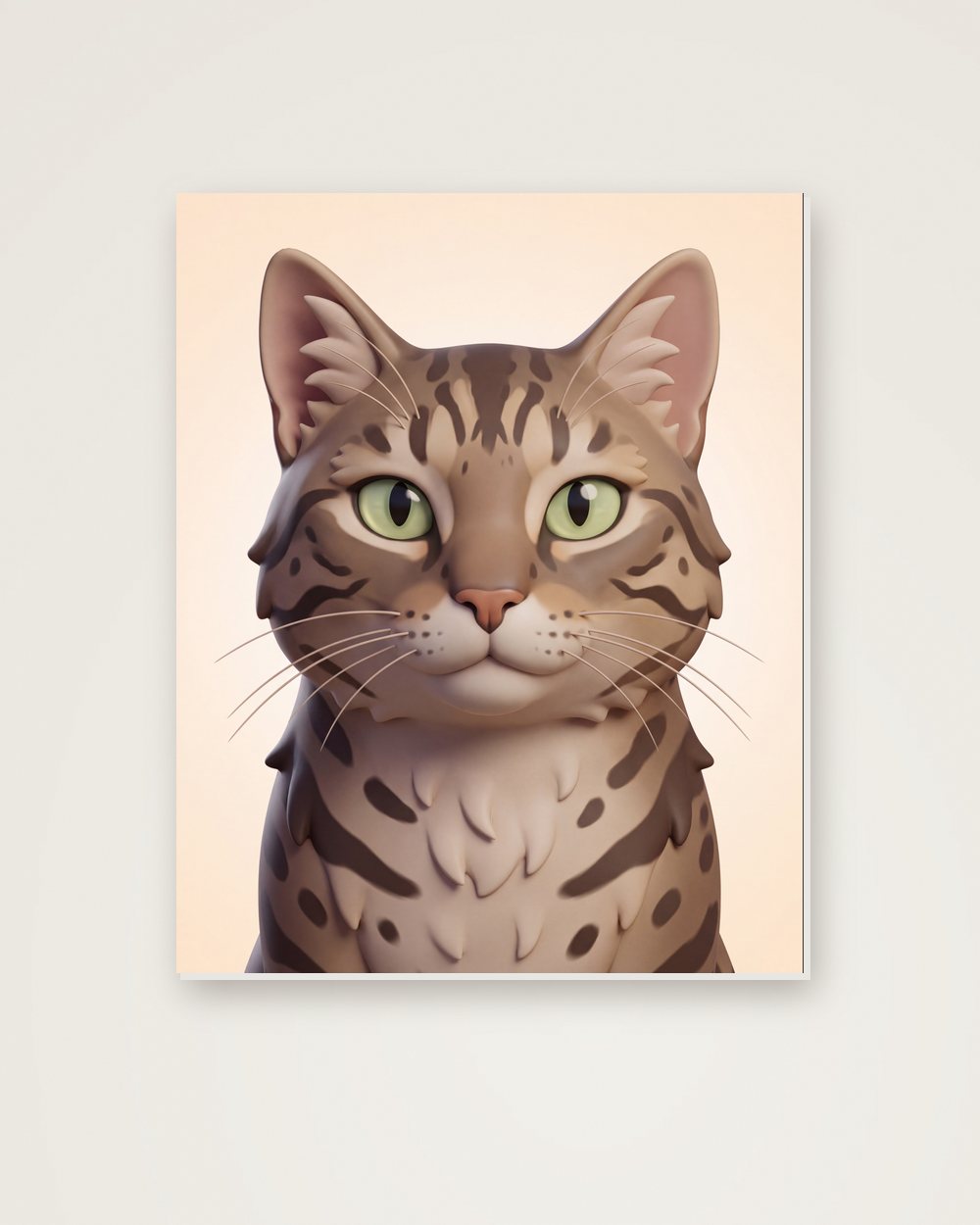Katzenportrait im Stil 3D-Cartoon auf Hartschaumplatte, Beispiel
