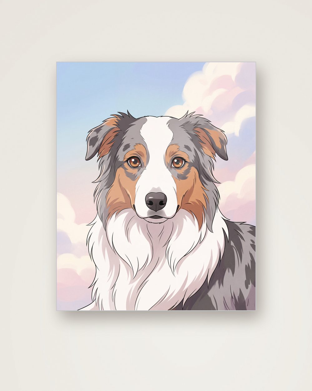 Hundeportrait im Stil Anime auf Aluminium, Beispiel
