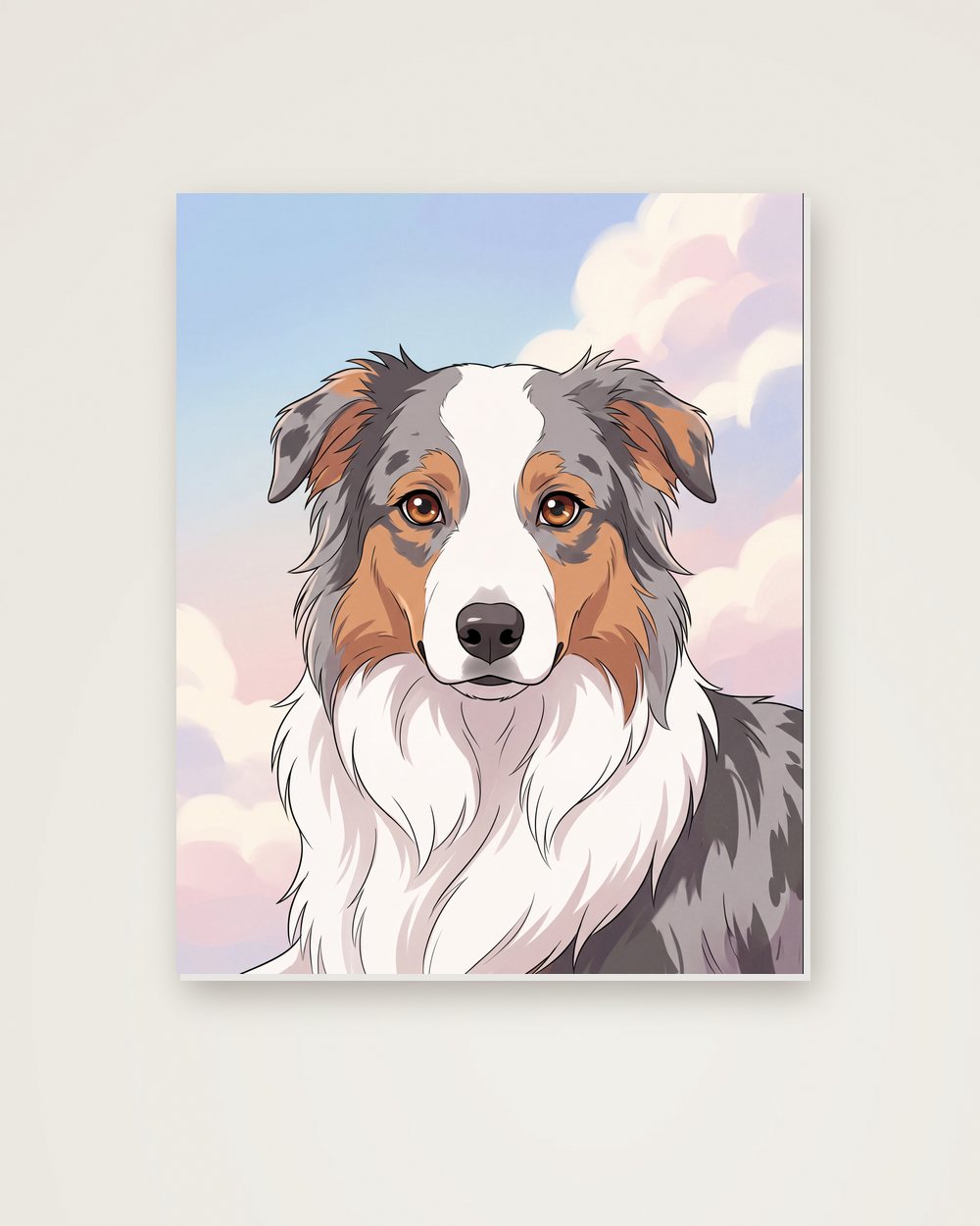 Hundeportrait im Stil Anime auf Hartschaumplatte, Beispiel