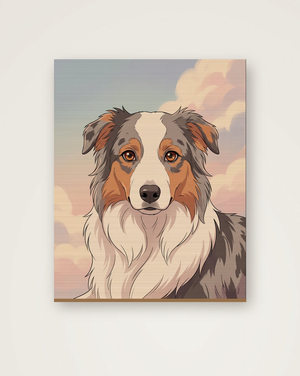 Hundeportrait im Stil Anime auf Holz, Beispiel