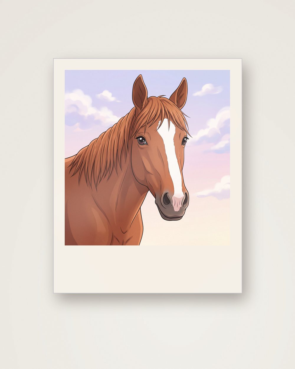 Pferdeportrait im Stil Anime auf Aluminium, Beispiel