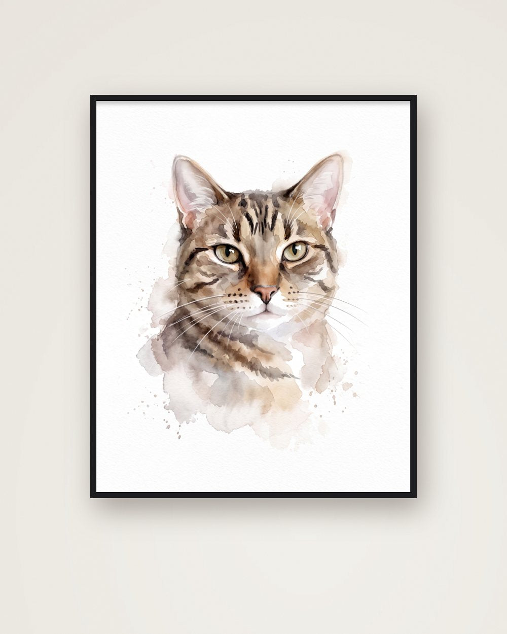 Katzenportrait im Stil Aquarell als Poster im Metallrahmen, Beispiel