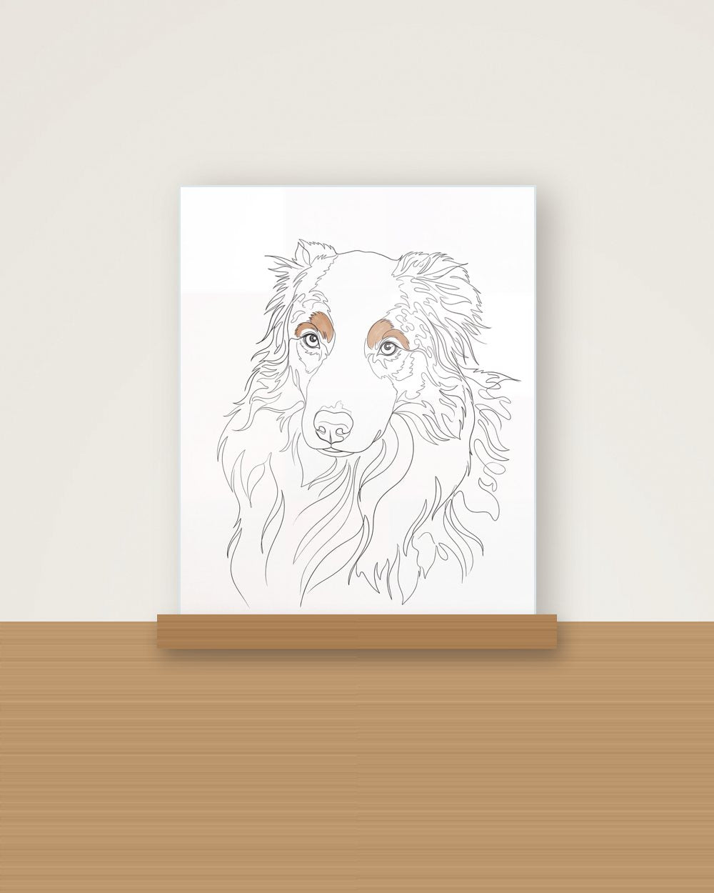 Hundeportrait im Stil Minimal als Acryl-Aufsteller, Beispiel
