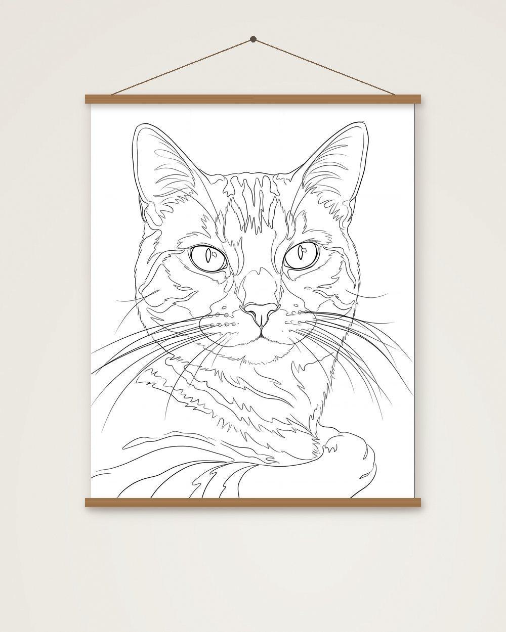 Katzenportrait im Stil Minimal als Poster mit Aufhängung, Beispiel