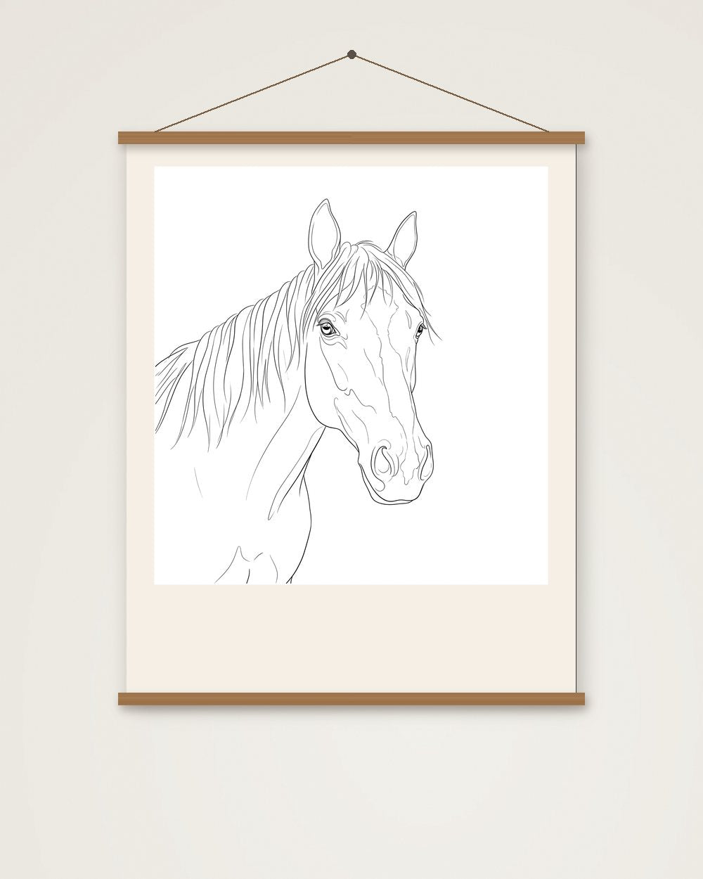 Pferdeportrait im Stil Minimal als Poster mit Aufhängung, Beispiel