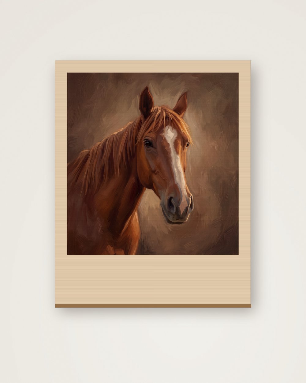 Pferdeportrait im Stil Klassisches Ölgemälde auf Holz, Beispiel