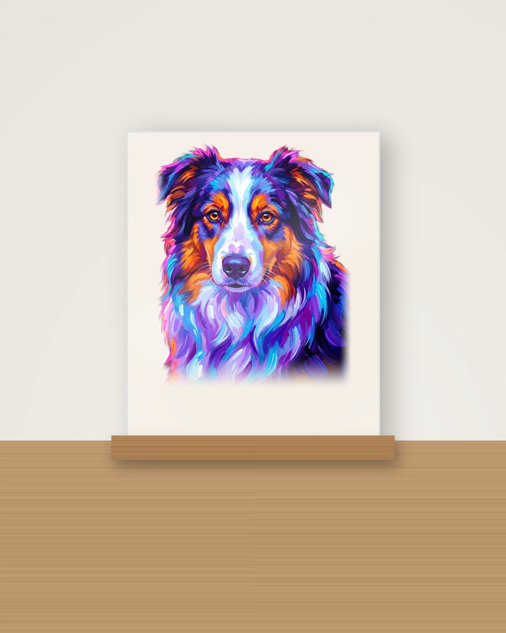 Hundeportrait im Stil Pop-Art als Acryl-Aufsteller, Beispiel