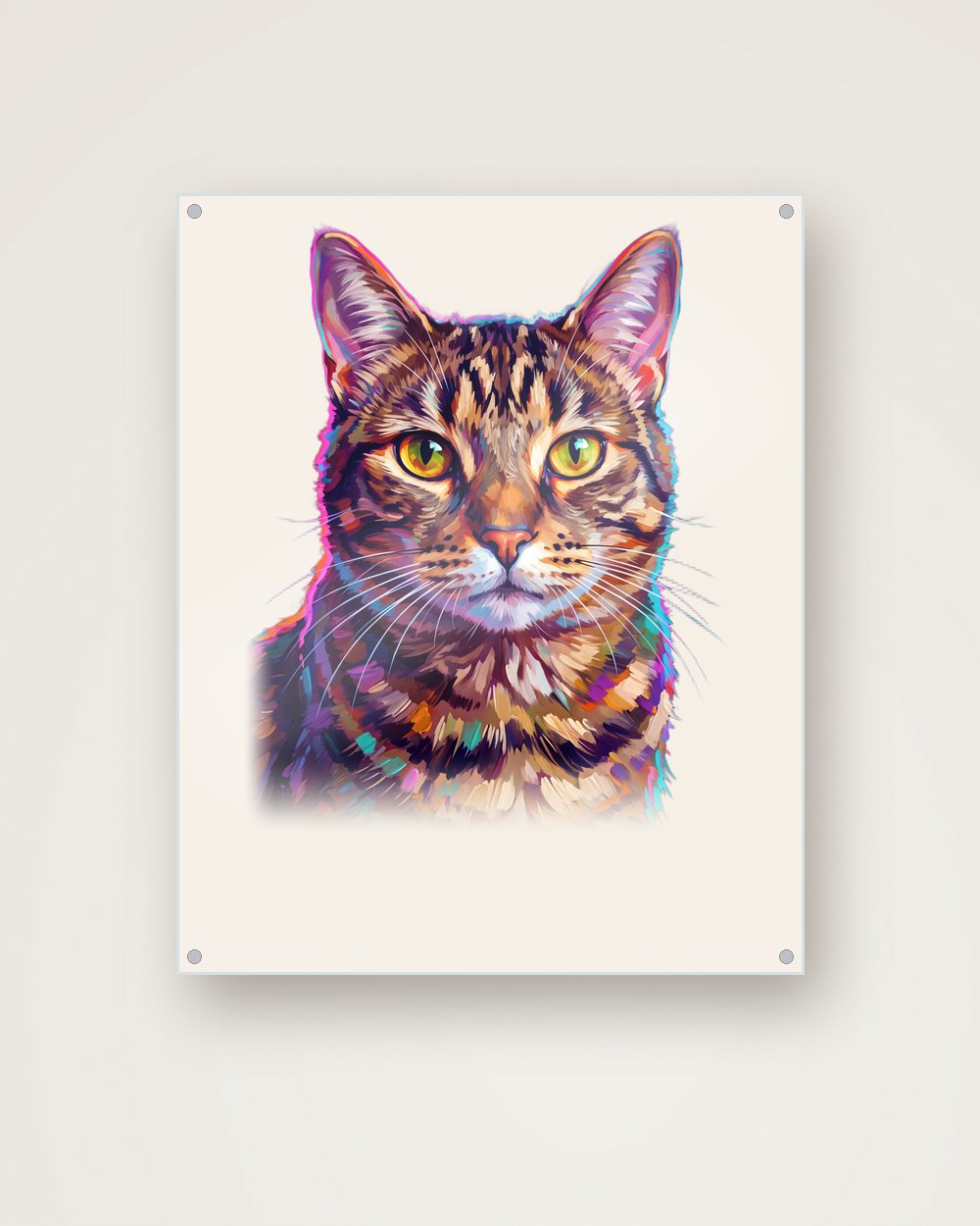 Katzenportrait im Stil Pop-Art auf Acrylglas, Beispiel