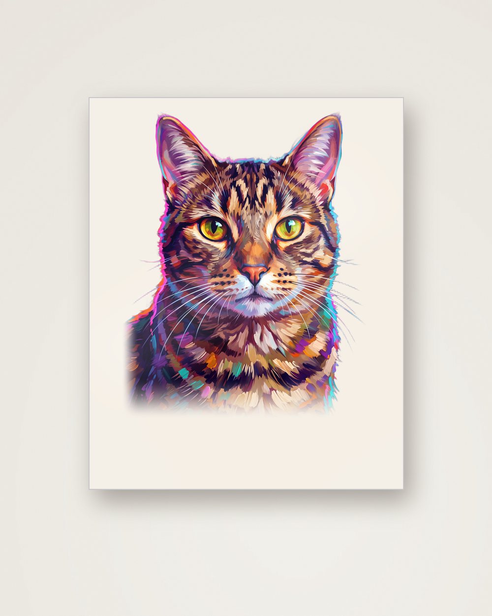 Katzenportrait im Stil Pop-Art auf Aluminium, Beispiel