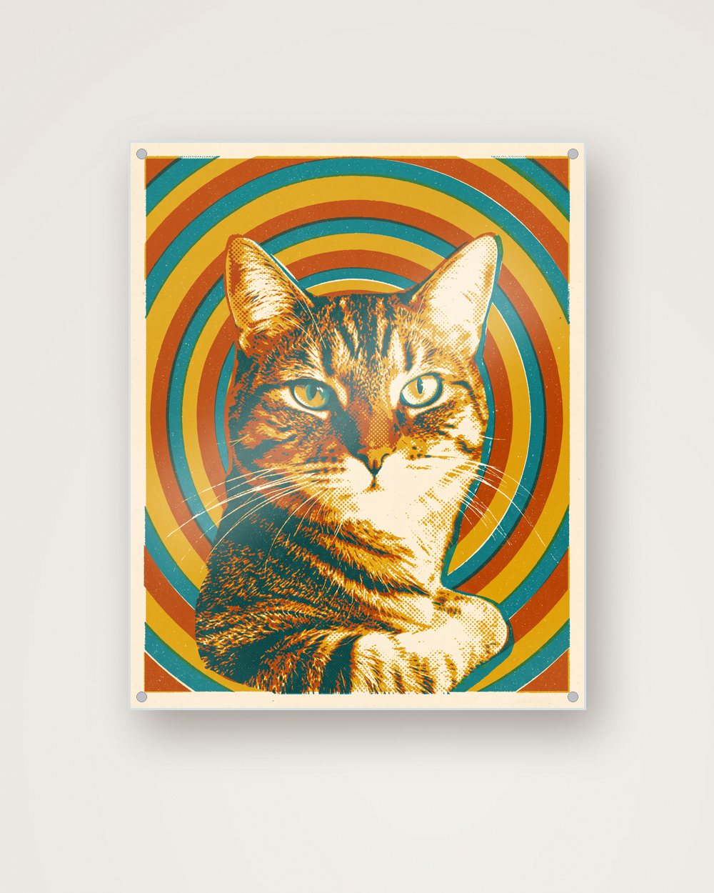 Katzenportrait im Stil Retro auf Acrylglas, Beispiel