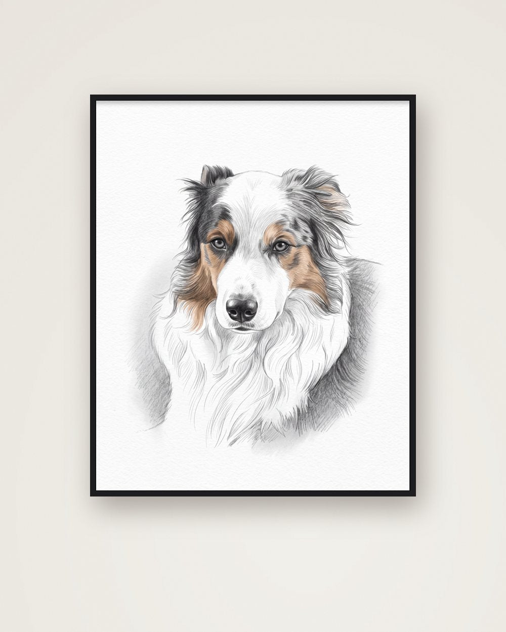 Hundeportrait im Stil Sketch als Poster im Metallrahmen, Beispiel