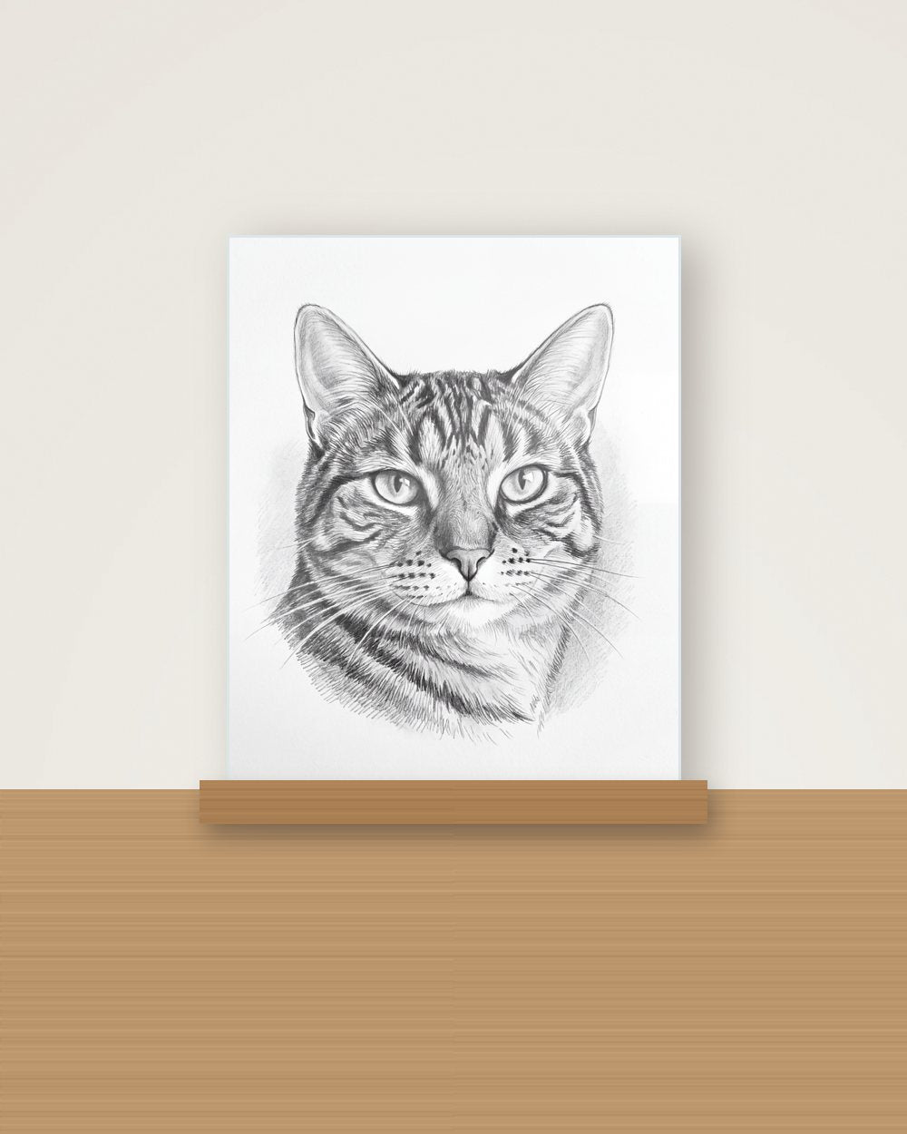 Katzenportrait im Stil Sketch als Acryl-Aufsteller, Beispiel