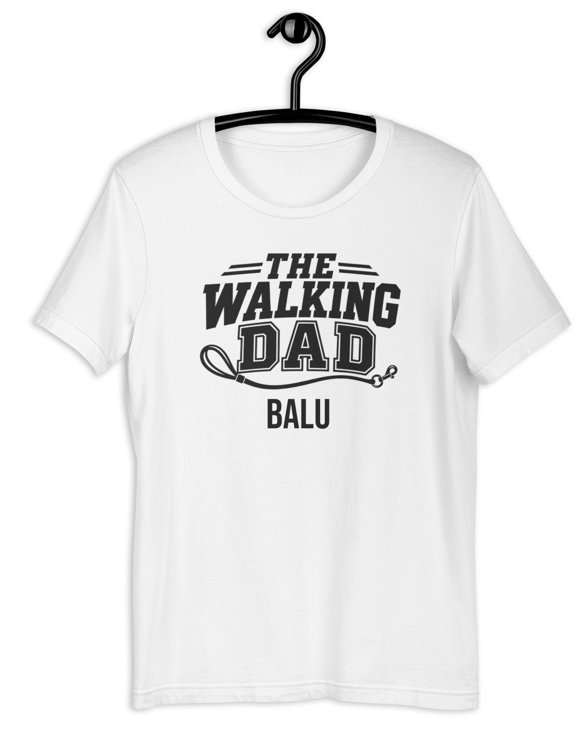 T-Shirt The Walking Dad in Weiß mit Namen Balu auf dem Bügel